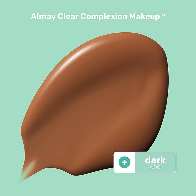 Almay Clear Complexion Acne & Blemish Spot Treatment Concealer Makeup with Salicylic Acid- Lightweight, Full Coverage, Hypoallergenic, Fragrance-Free, for Sensitive Skin, 600 Dark, 0.3 fl oz.