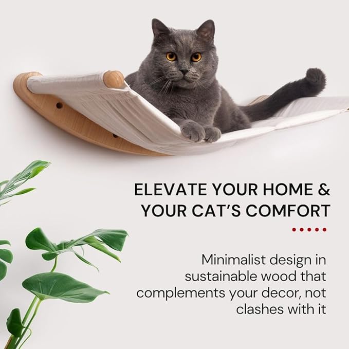 7 Ruby Road Cat Wall Hammock for Large Cats, Cat Wall Bed | A space-saving wall mounted cat bed with a washable, replaceable cushion that holds big cats up to 35 lbs