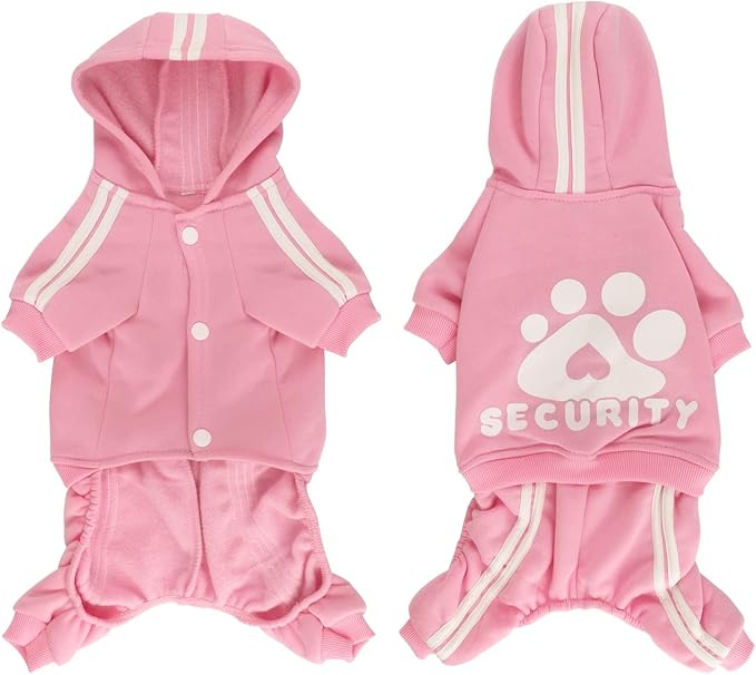Soft & Warm Dog Outfit Pullover Hoodie - Jumpsuit Sweatshirt for Small to XX-Large Dogs (Pink)