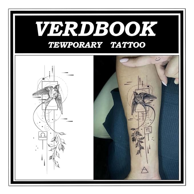 Waterproof Temporary Tattoos: 2-Sheet Tattoo Kit with Realistic Body Stickers, Semi-Permanent Tattoos for Adults Lasting 7-15 Days – Safe for Men & Women, Pixel Bloom