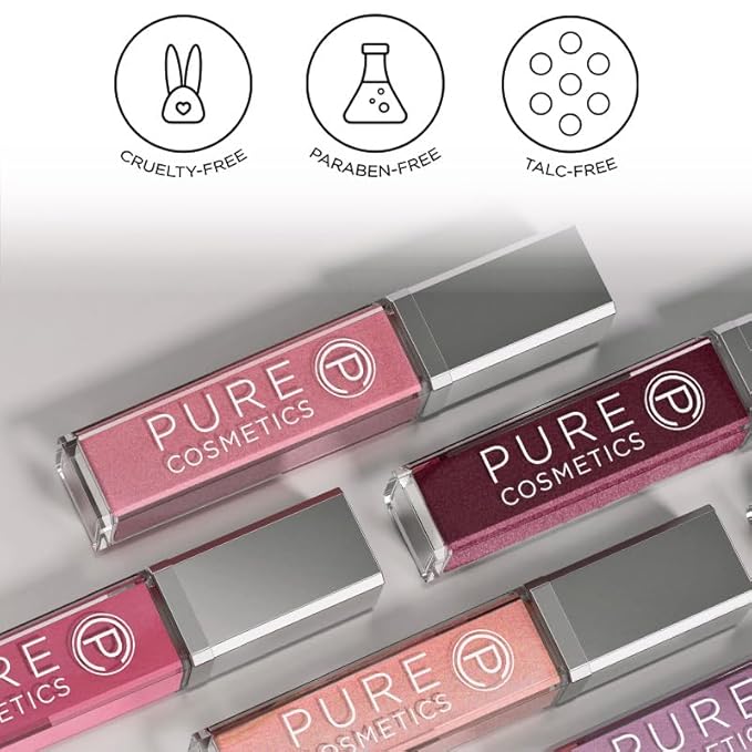 Pure Illumination Light-Up Lip Gloss with LED-Lit Applicator Brush + Side Mirror, Non-Sticky, Moisturizing Hydrating Lip Glosses with Lanolin, Jojoba Oil, & Vitamin E, Party Girl Pink