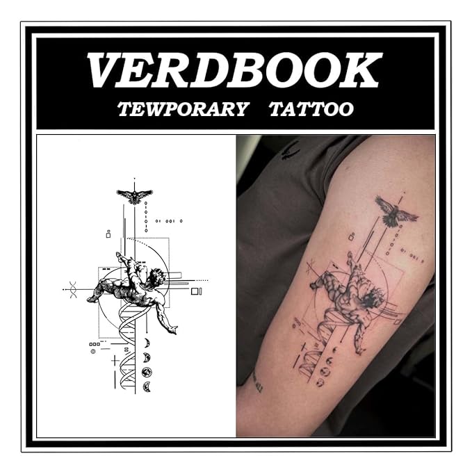 Waterproof Temporary Tattoos: 2-Sheet Tattoo Kit with Realistic Body Stickers, Semi-Permanent Tattoos for Adults Lasting 7-15 Days – Safe for Men & Women, Titanium Ripple
