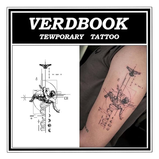 Waterproof Temporary Tattoos: 2-Sheet Tattoo Kit with Realistic Body Stickers, Semi-Permanent Tattoos for Adults Lasting 7-15 Days – Safe for Men & Women, Titanium Ripple