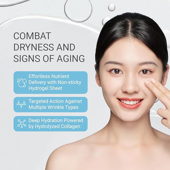 tenzero Rejuvenating Hydrogel Eye Patch Collagen 10 Patches (5 Pairs), Under Eye Patch, Firming Eye Mask for Wrinkles, Dark Circles, Puffiness, Hydrating, Anti Aging, Revitalizing with Collagen