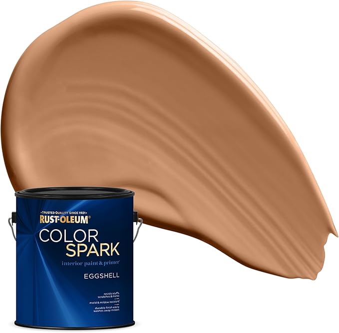 Rust-Oleum Color Spark Interior Paint and Primer in One, Eggshell, Toasted Clay, 1 Gallon