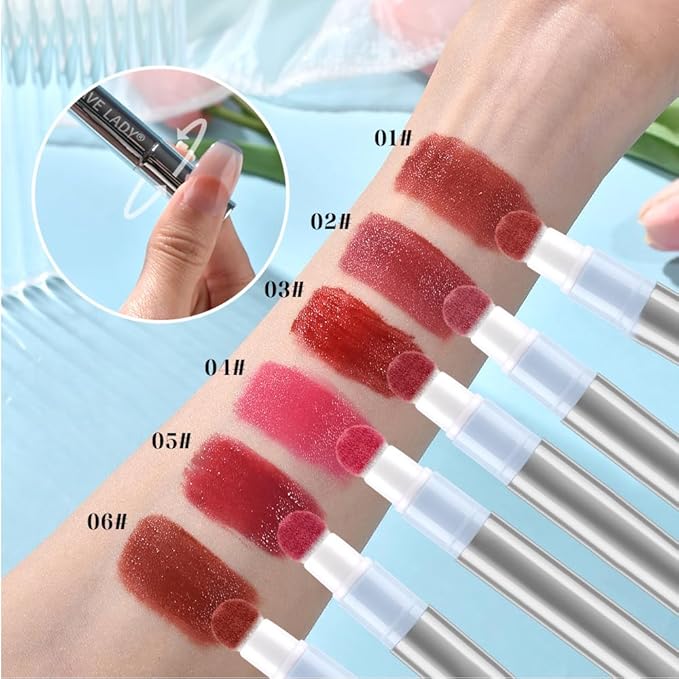Cushion Lip Gloss Matte Lip Tint – Long-Lasting Lightweight Color, Soft Plush Applicator for Gradient Blurred Lips, Non-Sticky Velvet Finish Hydrating Lip Stain 04#–Plum Pink