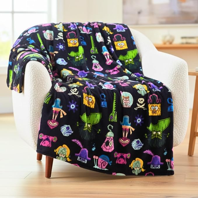 The Spongebob Movie: The Search for Squarepants Halloween Throw Blanket, Kids Pirate Super Soft Cozy Plush Bedding, 46" x 60", (Officially Licensed Product) by Franco