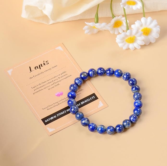 AD Beads Handmade Gemstone Stretch Elastic Bracelet Crystal Healing Reiki Nature's Beauty and Spiritual Essence Unisex