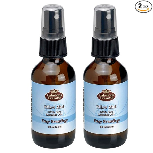 Fabulous Frannie Easy Breathzy Essential Oil Pillow or Room Mist A Perfect Blend of Eucalyptus, Peppermint and Cajeput Pure Essential Oils 2 Ounce (Pack of 2)
