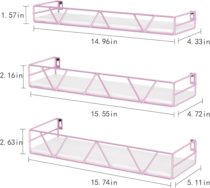 Floating Shelves Set of 3, Wood Wall Shelf, Farmhouse Shelf for Bedroom | Wall Mounted Floating Shelf for Living Room, Bedroom, Bathroom, Kitchen, Office