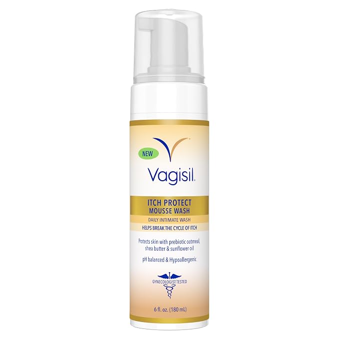 Vagisil Itch Protect Mousse Wash for Daily Use to Help Break the Cycle of Itch, pH Balanced, Hypoallergenic, 6 fl oz
