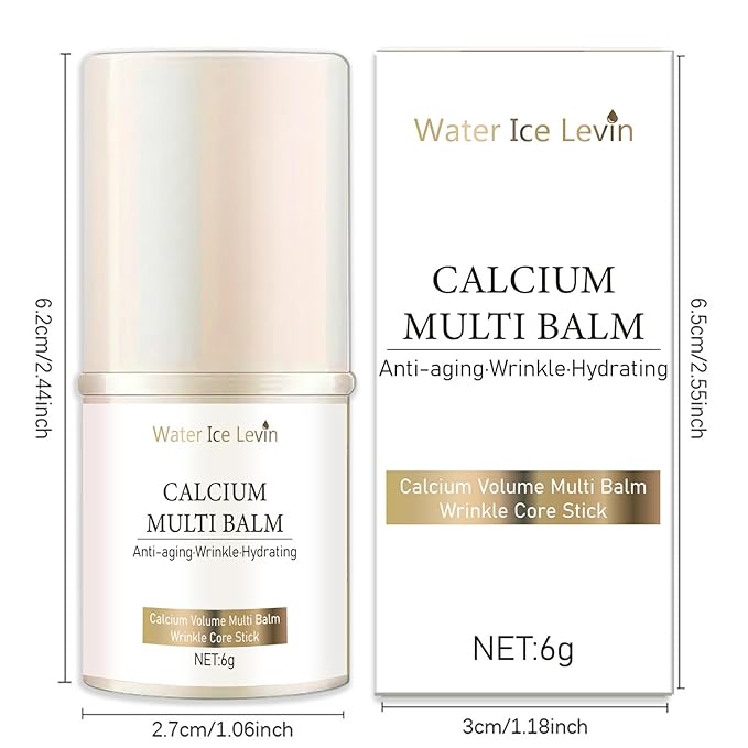 Water Ice Levin 2PCS Calcium Multi Balm, Calcium Volume Multi Balm, Wrinkle Removal Stick, Collagen Moisturing Stick, Anti-aging, Hydrating, Firming Skin, Suitable for Eyes, Face, Neck