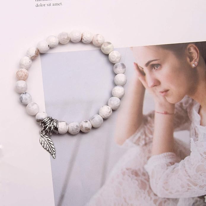 Jardme Healing Crystal Bracelets for Women, 8mm Beaded Natural Stone Stretch Chakra Bracelets Tree of Life Bracelet Jewelry Gifts for Women