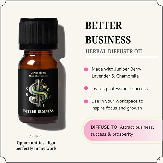 Attract Money, Success & Prosperity, Better Business Herbal Oil Diffuser Blends by Aromafume | 3 x 10ml/0.33 fl oz| Aromatherapy Oils for Manifestation & Mindfulness | Non-Toxic, Vegan, Cruelty-Free