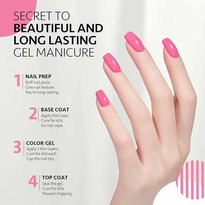 GAOY Bright Pink Gel Nail Polish, 16ml Soak Off UV Light Cure Gel Polish for Nail Art DIY Manicure at Home, Color 1526
