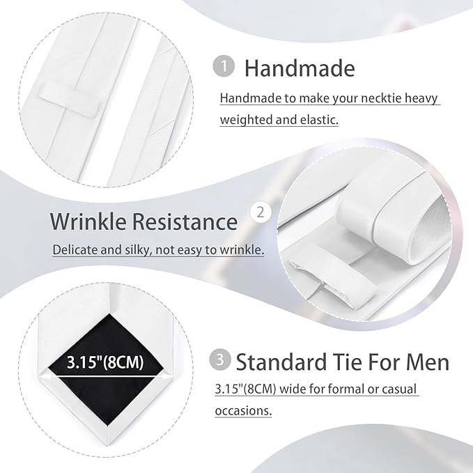 Black Tie Set in Gift Box Mens Solid Color 3.15" (8CM) Black Necktie and Pocket Square Set