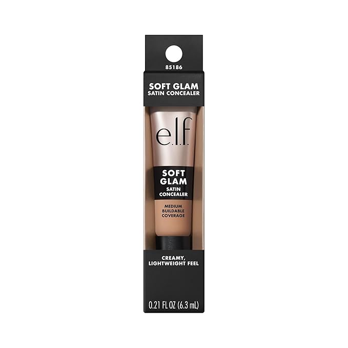 e.l.f. Soft Glam Satin Concealer, Medium Coverage For Blemishes & Under-Eye, Crease-Resistant, Long Lasting, Vegan & Cruelty-Free, 25 Light Neutral