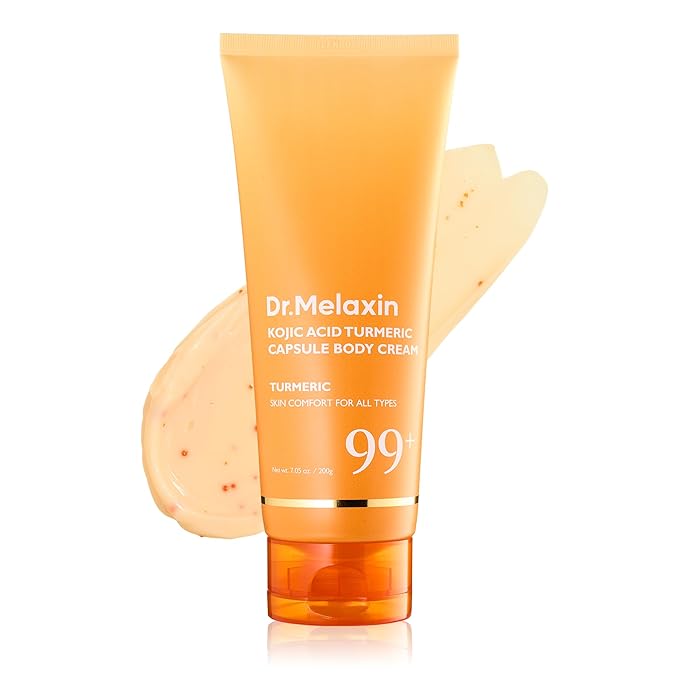 Dr.Melaxin Kojic Acid Turmeric Body Cream with Ceramides, Brightening Body Moisturizer for Dark Spots & Uneven Tone, Panthenol & Hyaluronic Acid for Deep Hydration, 7.05 oz