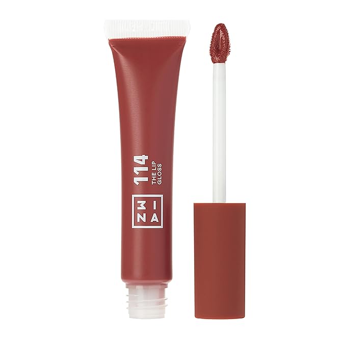 3INA MAKEUP - Vegan - Maquillage Sans Cruauté - The Lip Gloss 114 - Marron clair - Effet Miroir - Aspect Brillant - Texture Crémeuse - Hautement Pigmentée - Brillant à Lèvres avec Baguette