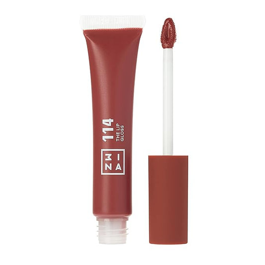 3INA MAKEUP - Vegan - Maquillage Sans Cruauté - The Lip Gloss 114 - Marron clair - Effet Miroir - Aspect Brillant - Texture Crémeuse - Hautement Pigmentée - Brillant à Lèvres avec Baguette