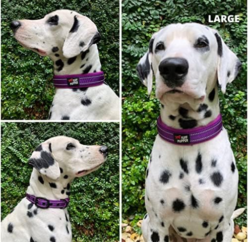Tuff Pupper Ultra Comfort Padded Dog Collar | Thick Neoprene Padding | Ballistic Nylon Strap Dog Collar with Reflective Stitching | Durable Metal Buckle & Integrated ID Tag Holder | Waterproof Collars