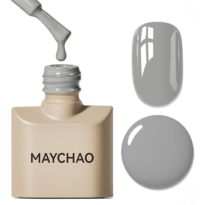 MAYCHAO 15ML Grey Gel Nail Polish 1Pc Silver Grey Gel Polish Soak Off UV LED Nail Polish Nail Art Starter Manicure Salon DIY at Home, 0.5 OZ