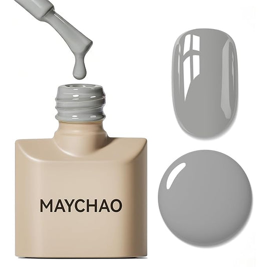 MAYCHAO 15ML Grey Gel Nail Polish 1Pc Silver Grey Gel Polish Soak Off UV LED Nail Polish Nail Art Starter Manicure Salon DIY at Home, 0.5 OZ