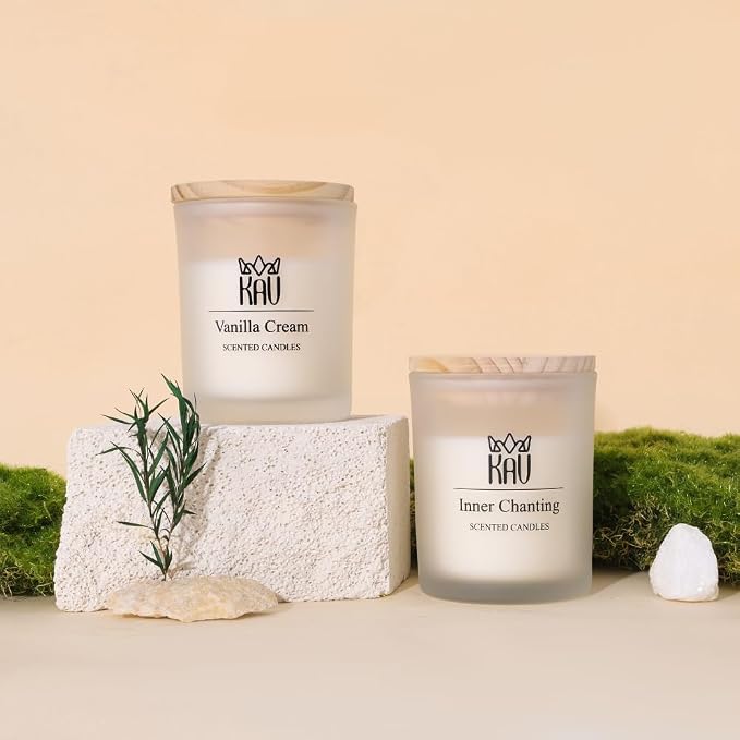 Scented Candles 150g – KAV Inner Chanting Scented Candle, Home Decor Natural Soy Wax Premium Candle for Women Men Gift, Fresh Tones and Elegant Look, Essential Oils (Rosemary, Cinnamon, Amber)