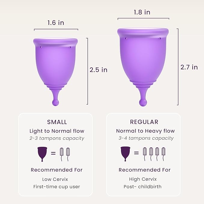 EcoBlossom Reusable Menstrual Cup and Case - The Most Reliable Medical Grade Silicone Period Cups - Comfortably use for 12 Hours (Small, Round Stem & Case)