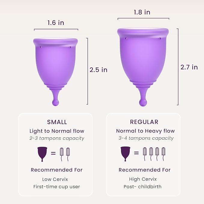 EcoBlossom Reusable Menstrual Cup Set - The Most Reliable Medical Grade Silicone Period Cups - Comfortably use for 12 Hours (2 Small Cups)