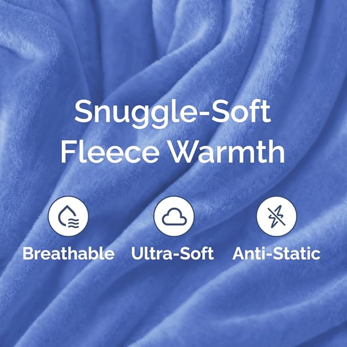 Ultra Soft Fleece Throw Blanket - College Dorm Room Essentials - Vista Blue | Flannel Fleece, Thick, Warm & Breathable, All Season Cozy, Anti-Static, Microplush, Lightweight for Couch, Bed & Dorm Bedding