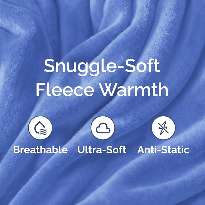 Fleece Blanket Kids Size - Ultra-Soft Flannel Fleece Blanket - Vista Blue | Soft, Warm, Outdoor Picnic Blanket for Camping, Travel, Lightweight, Cozy, Anti-Static, Home Decor Gifts for Men & Women