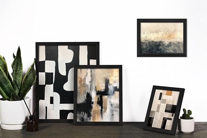 ANERZA 16 PCS Framed Black and White Abstract Wall Art Decor, Minimalist Wall Prints for Bedroom, Gallery Wall Frame Set, Posters for Living Room Aesthetic, Collage Kit, Dorm Artwork