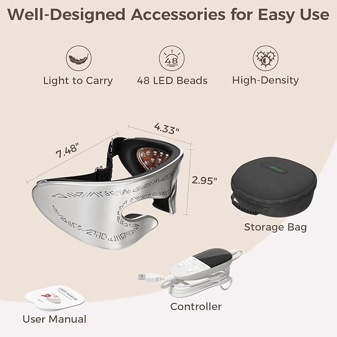 Red Light Therapy for Face, 660nm 850nm Eye Mask with Dual-Chip 48 LEDs, Infrared Red Light Therapy for Eyes, 3 Modes Portable Infrared Light Therapy Mask and LED Face Mask Device for Relax, Jet Lag.