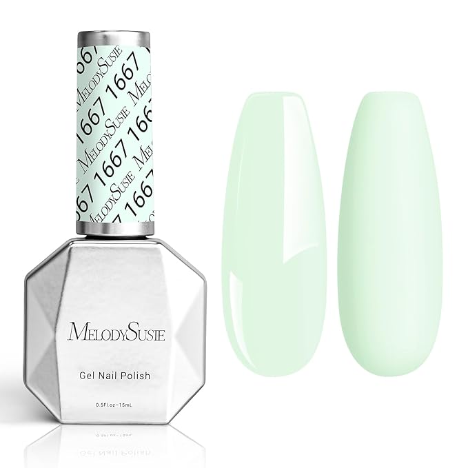 MelodySusie Thick White Gel Nail Polish,0.5fl oz White in Green Gel Polish Autumn Winter Color 1667, Soak Off UV LED Nail Lamp Gel Polish Christmas Gift for Women Manicure Salon DIY At Home 0.5 Fl Oz