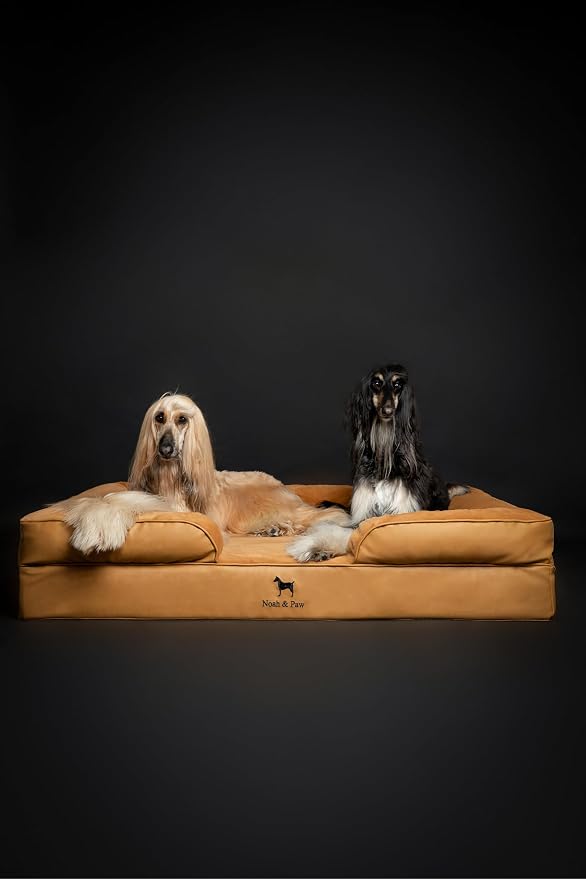NOAH & PAW Giant Dog Bed XXL, 55x45x11 Inch, Orthopedic Dog Beds, Eggshell Memory Foam Infused with Cooling Gel, Inner Cover, Water Resistant, Machine Washable (Faux Leather)