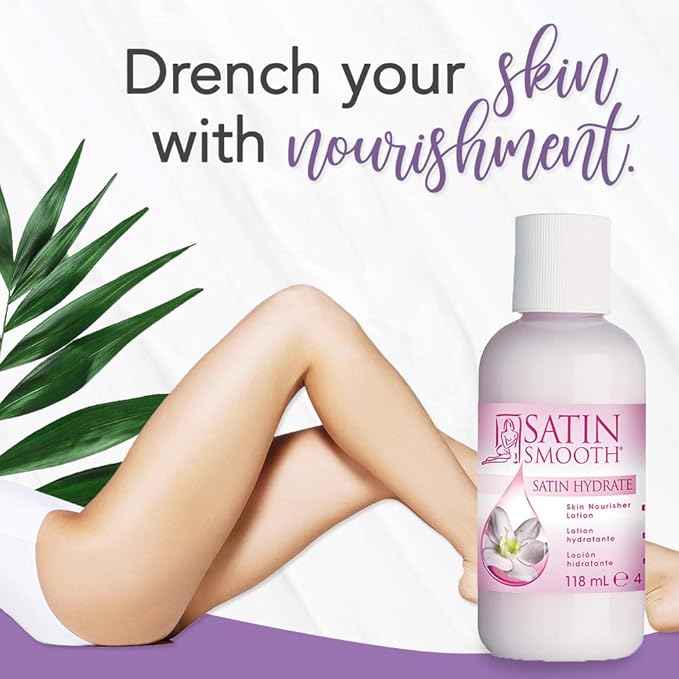 SATIN SMOOTH Post Wax Lotion - Hydrating Skin Nourisher for Smooth & Healthy Skin, After Wax Care Treatment, 4 fl oz, 2 Pack