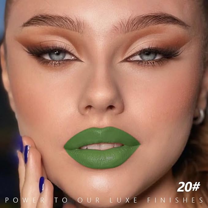 Medium Sea Green Matte Lipstick - Pigmented Lip Crayon & Face Paint Stick for Women Everyday Halloween Birthday Party Wear, Younger-Looking Lip Makeup, Labial para fiesta de disfraces 20