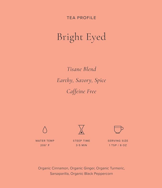 Art of Tea Bright Eyed 50 Count Herbal Tea Bags, Organic Ginger Turmeric Wellness Tea with Cinnamon & Botanicals, Caffeine Free Herbal Tea for Daily Wellness, Premium Tea Bags