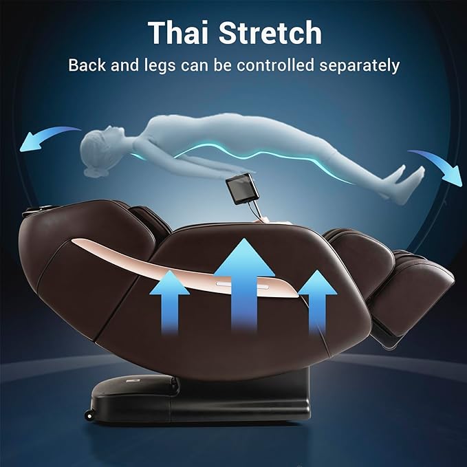 MYNTA Massage Chair Full Body, Zero Gravity SL Track Heavy Duty Massage Recliner Chair with Heat, 12 Auto Modes for Home, M1612 Brown