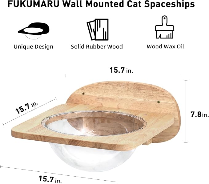 FUKUMARU Cat Wall Furniture Set, Transparent Capsule with 2 PCS Pedals | Kitten Walls Shelves, Premium Kitty Bed, For Sleeping, Playing, Climbing, Lounging, Holds Up to 35 Lbs