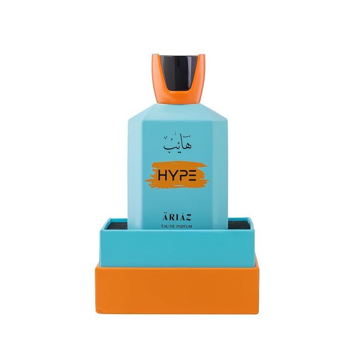 ARIAZ Hype Men’s Eau De Parfum 3.4 Oz - Fresh Citrus Aromatic Cologne with Orange, Bergamot, Mandarin, Ginger, Ambergris & Woody Notes - Clean Daytime Fragrance for Spring & Summer