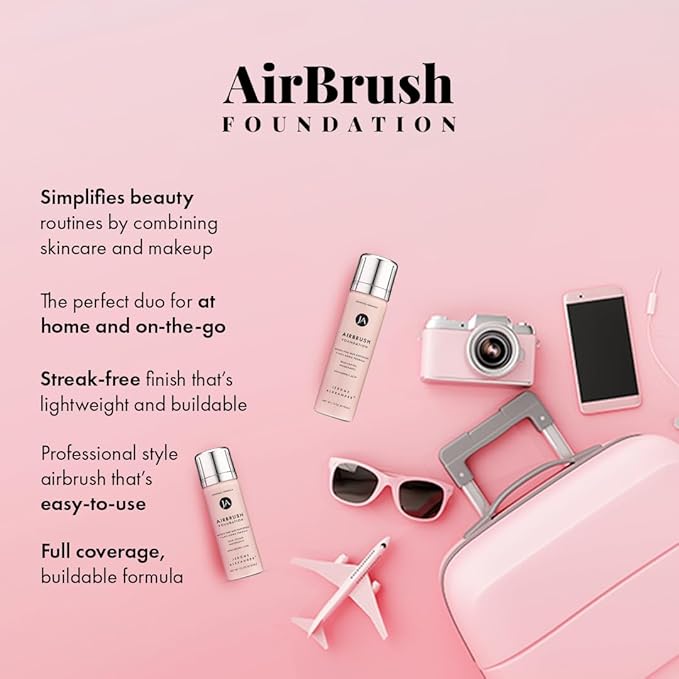 Jerome Alexander MagicMinerals AirBrush Foundation, Spray Makeup with Skincare Active Ingredients, Ultra-Light, Buildable, Full Coverage Formula (Dark)