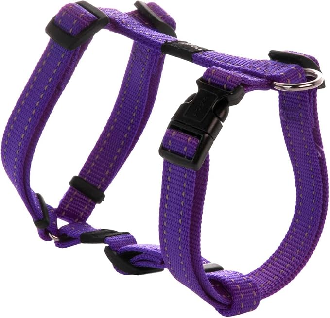 Reflective Adjustable Dog H Harness for Small to Medium Dogs; matching collar and leash available, Purple
