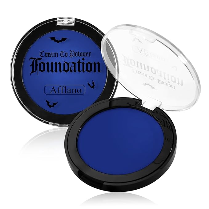 DE'LANCI Blue Face Makeup Foundation, Velcety Texture Blue Body Paint Matte Finish, Long-Lasting Waterproof Face Cream Greasepaint for Clown Avatar Vampire, Halloween Creepy Costume Makeup