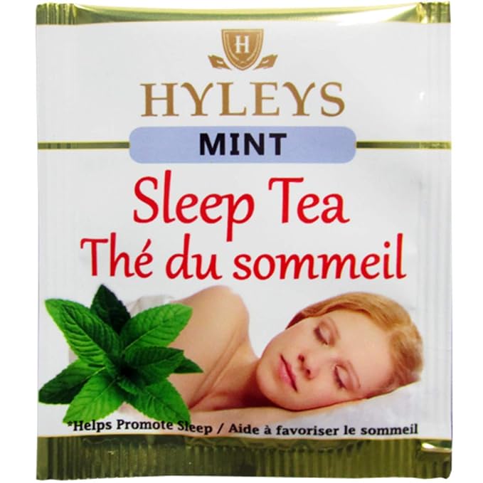 HYLEYS Sleep Tea with Mint, Valerian Root and Chamomile, 25 Individually Wrapped Tea Bags - Caffeine Free Herbal Sleep Blend - Gluten Free Vegan & Plant Based