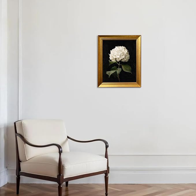 Hydrangea Wall Art Gold Framed Vintage Flower Oil Painting Floral Picture Wall Decor for Home