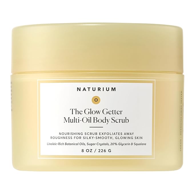 Naturium Glow Getter Body Scrub, Exfoliating Sugar Crystals with Linoleic-Rich Oils, Glycerin & Squalane, 226 g / 8 oz