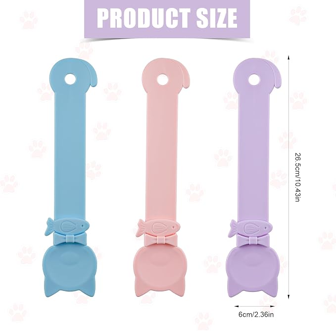 Gosknor 3pcs Cat Strip Feeders, Cute Cat Stripe Squeeze Spoon 3 Colors Cat Treat Feeding Spatula Lickable Wet Food Dispenser for Liquid Snack Puree Pet Supplies (Pink, Blue, Purple)