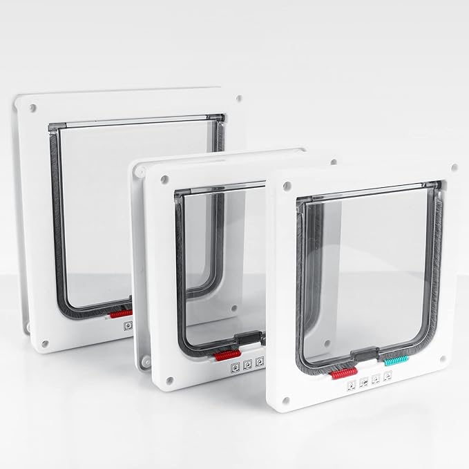 DAN&DRE Smart 4 20×20×6 M Size 4-Way Lockable Pet Flap for Cats and Small Dogs for Animal Grooming